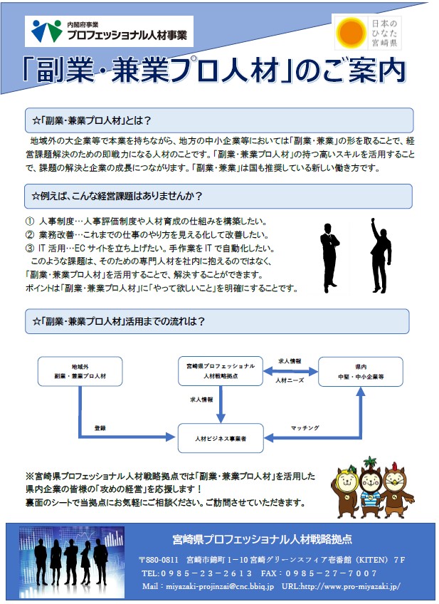 副業・兼業プロ人材のご案内チラシ